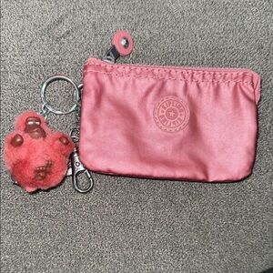 Kipling Pink Coin Pouch with Keychain